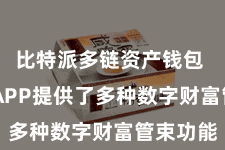 比特派多链资产钱包  比特派APP提供了多种数字财富管束功能